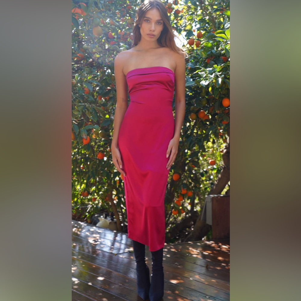 Hot pink silk sablyn evening dress